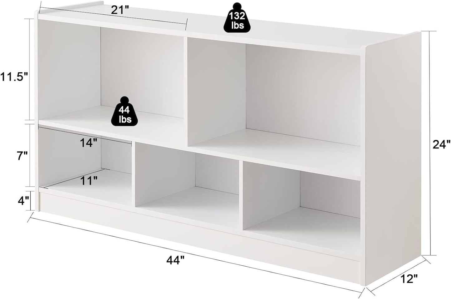 Toy Organizers and Storage, 5-Section Kids Bookshelf for Organizing