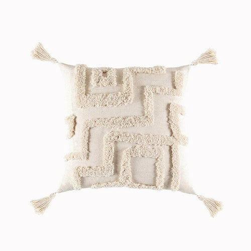 Tassels Cushion Cover Beige White Pillow Covers