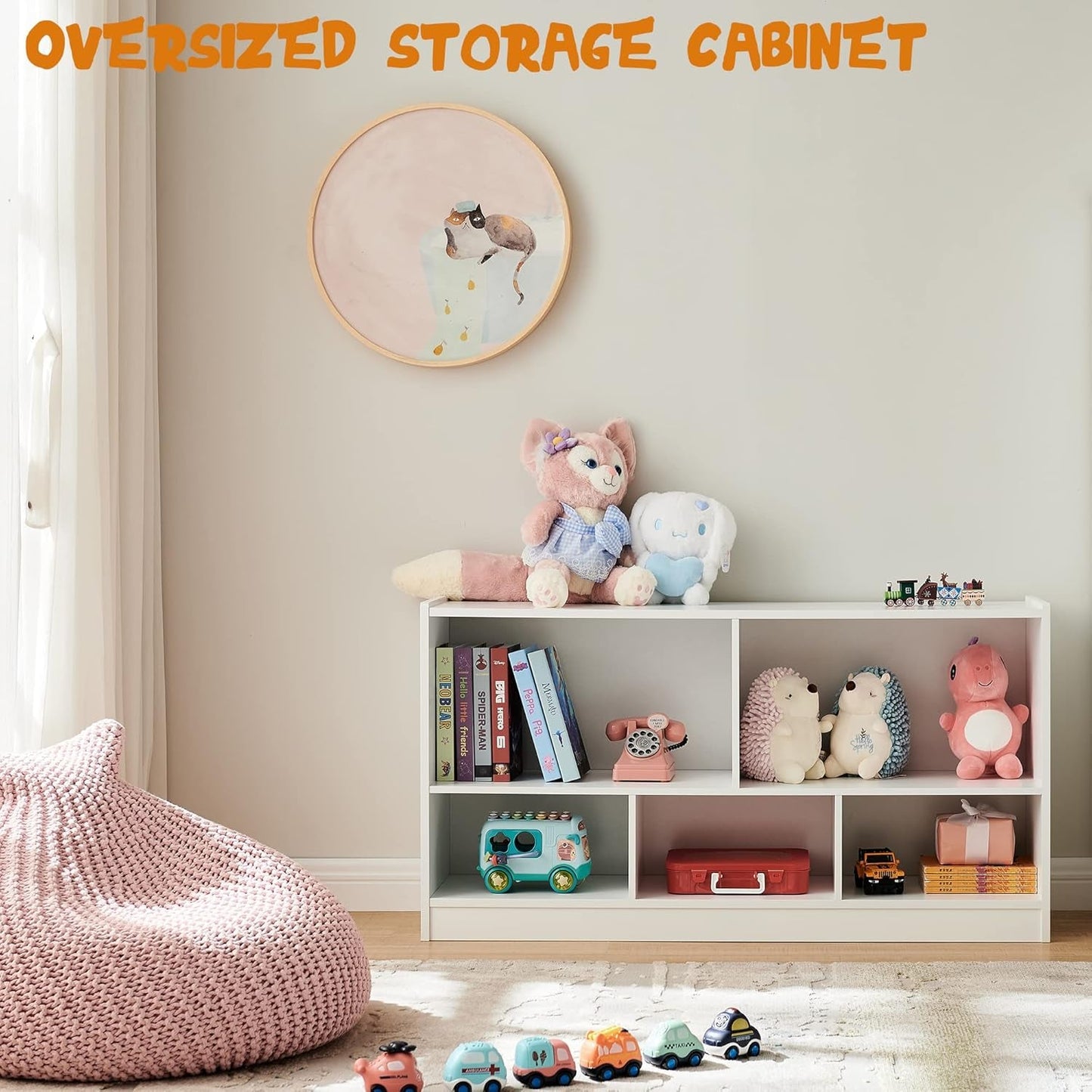 Toy Organizers and Storage, 5-Section Kids Bookshelf for Organizing