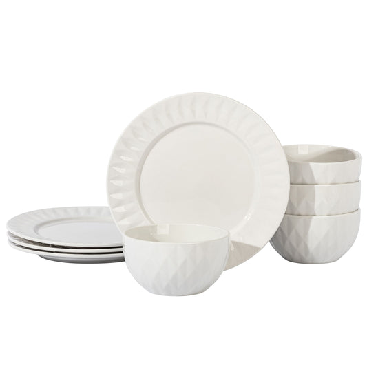 Gibson Home Fine Ceramic 8 Piece Dinnerware Set in White