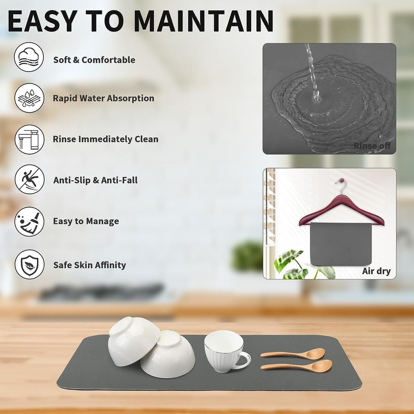 Super Absorbent Dish Drying Mat for Kitchen Counter