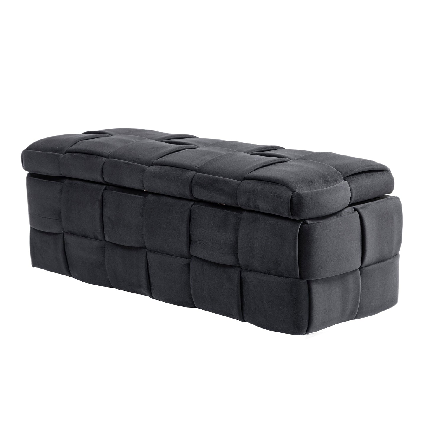 Upholstered Fabric Storage Ottoman