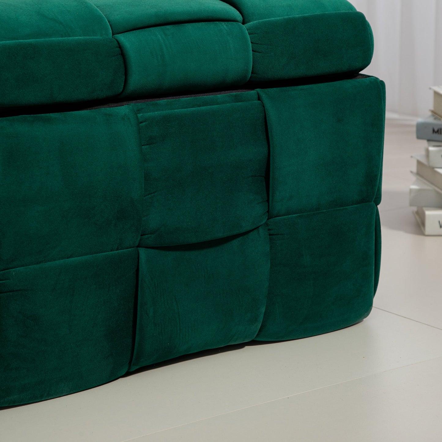 Upholstered Fabric Storage Ottoman