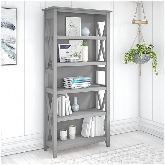 Bush Furniture Key West Bookcase Shelf in Cape Cod Gray