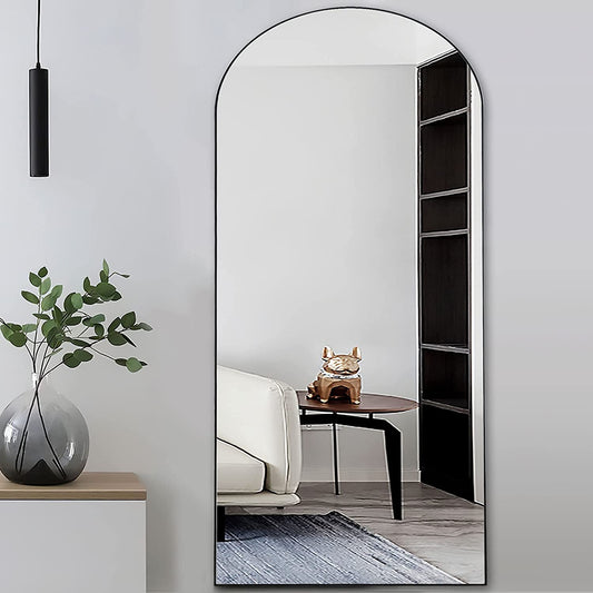 Black Wood Frame Arched Mirror