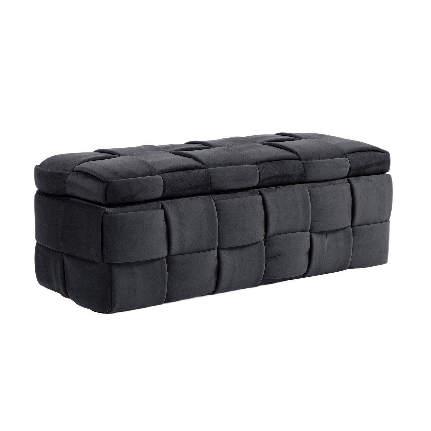 Upholstered Fabric Storage Ottoman