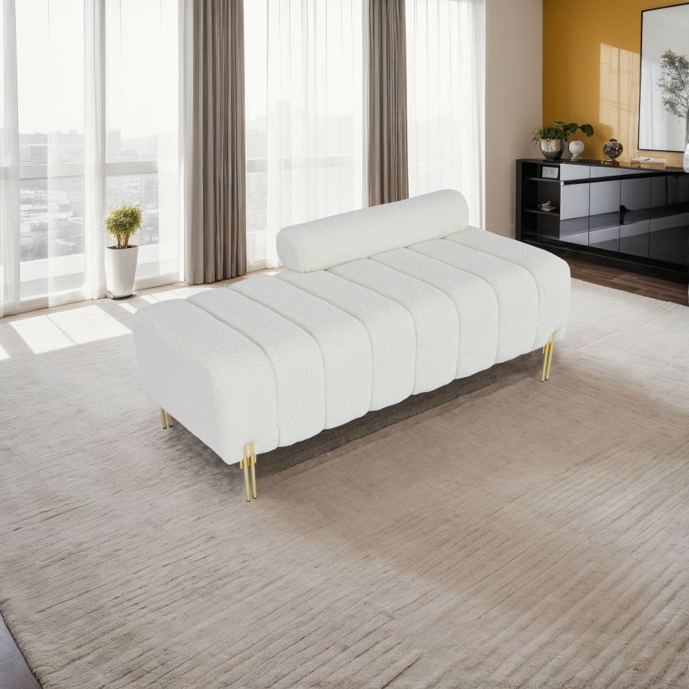 Beige Teddy Bench For Bedroom