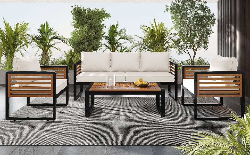 Large Size 4-pieces Outdoor Furniture sofa for 5 Person Conversation