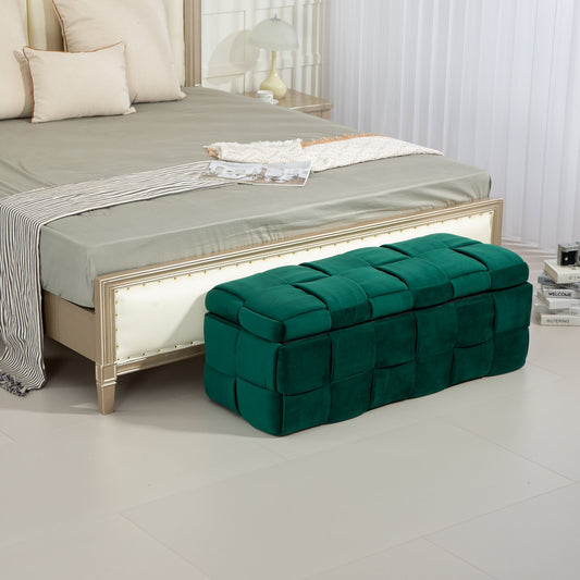 Upholstered Fabric Storage Ottoman