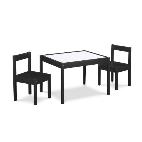 Gibson 3-Piece Dry Erase Kids Table Two Chair Set, Black