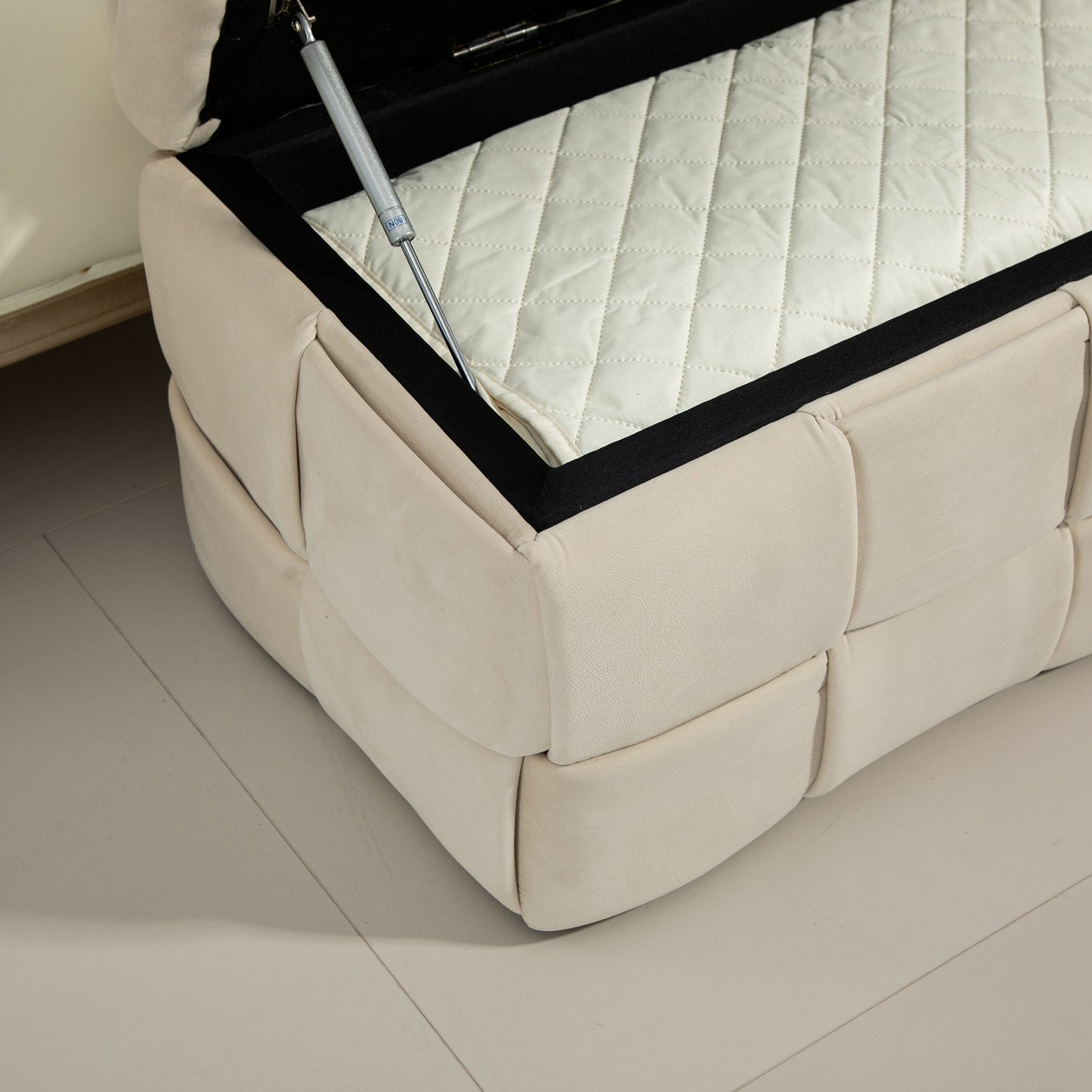 Upholstered Fabric Storage Ottoman