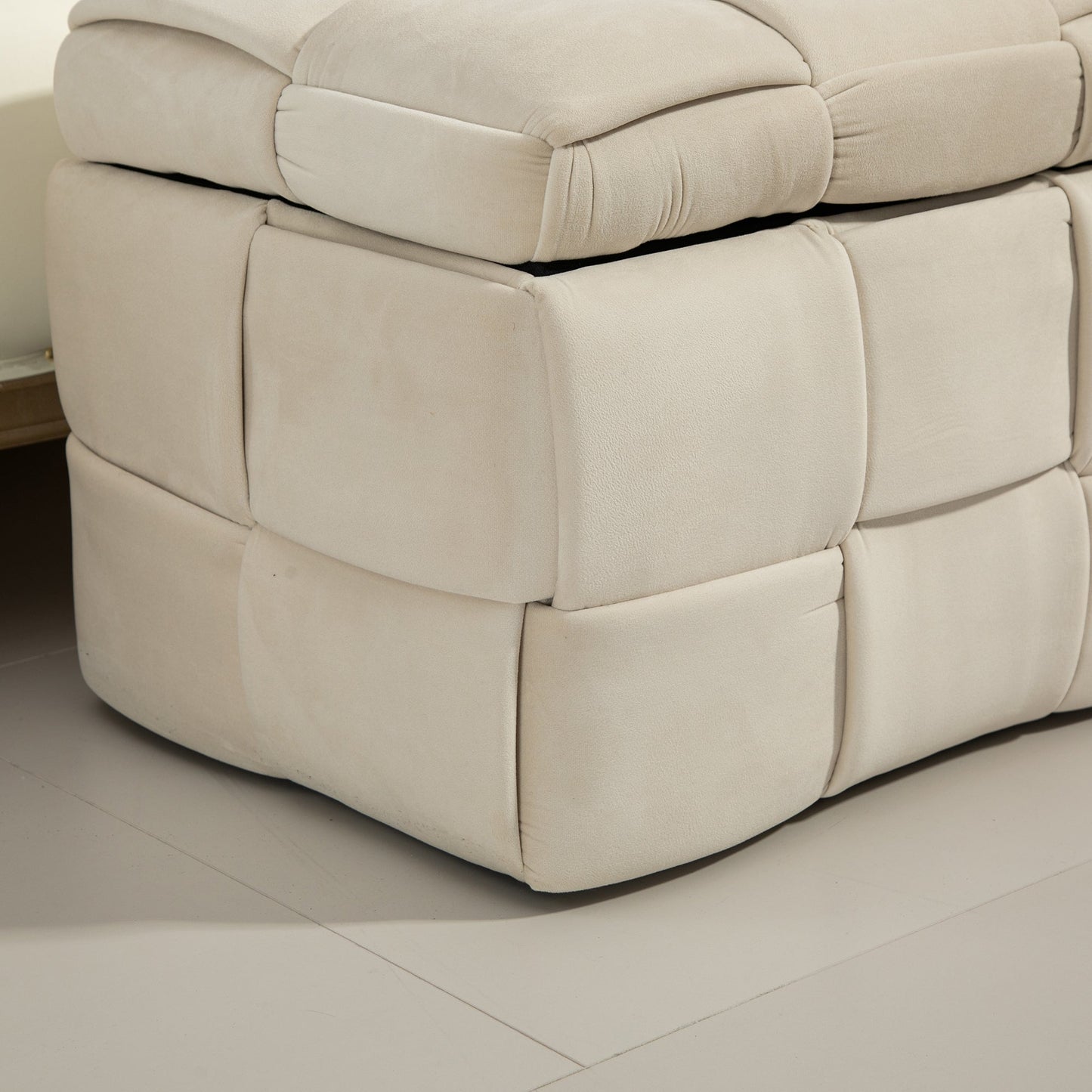 Upholstered Fabric Storage Ottoman