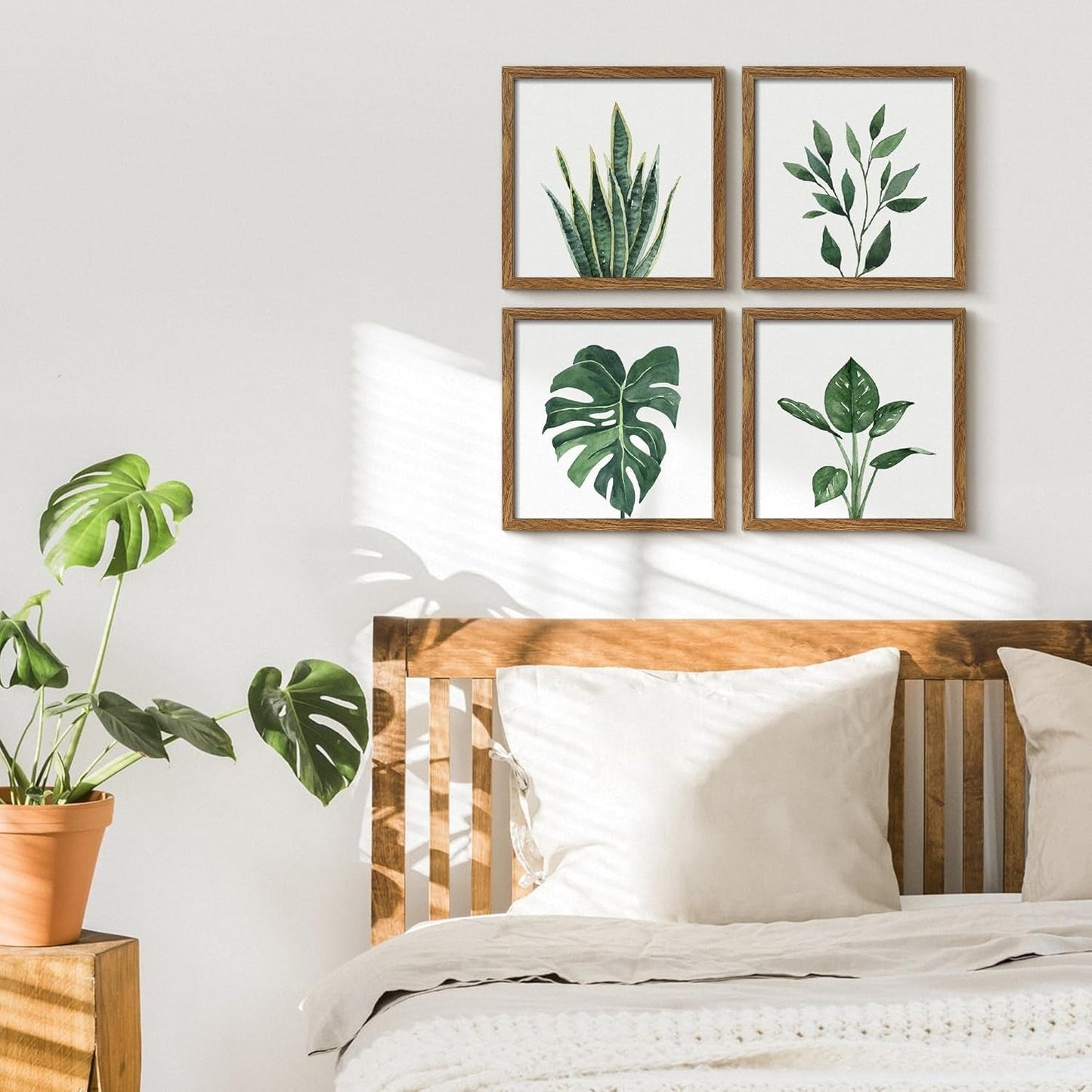 Framed Bathroom Wall Art Set of 4 for Botanical Wall Decor