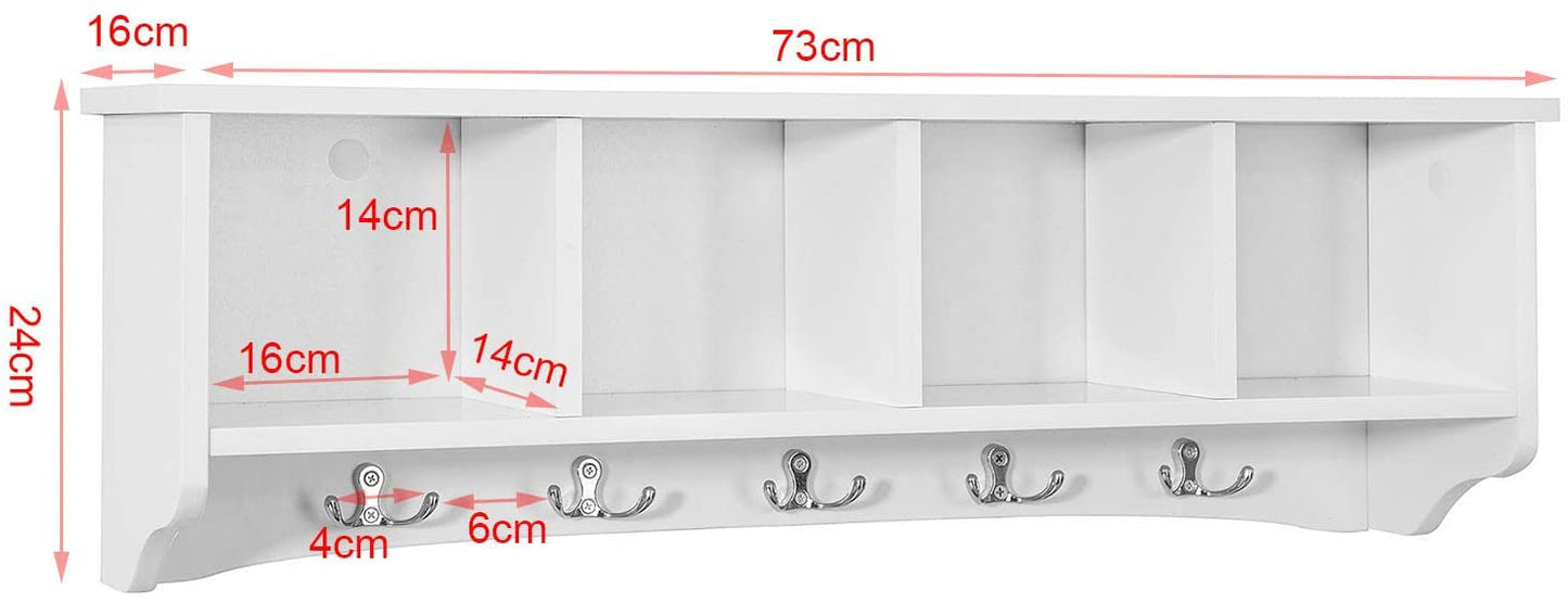 VIKUS White Wall Shelf Coat Rack