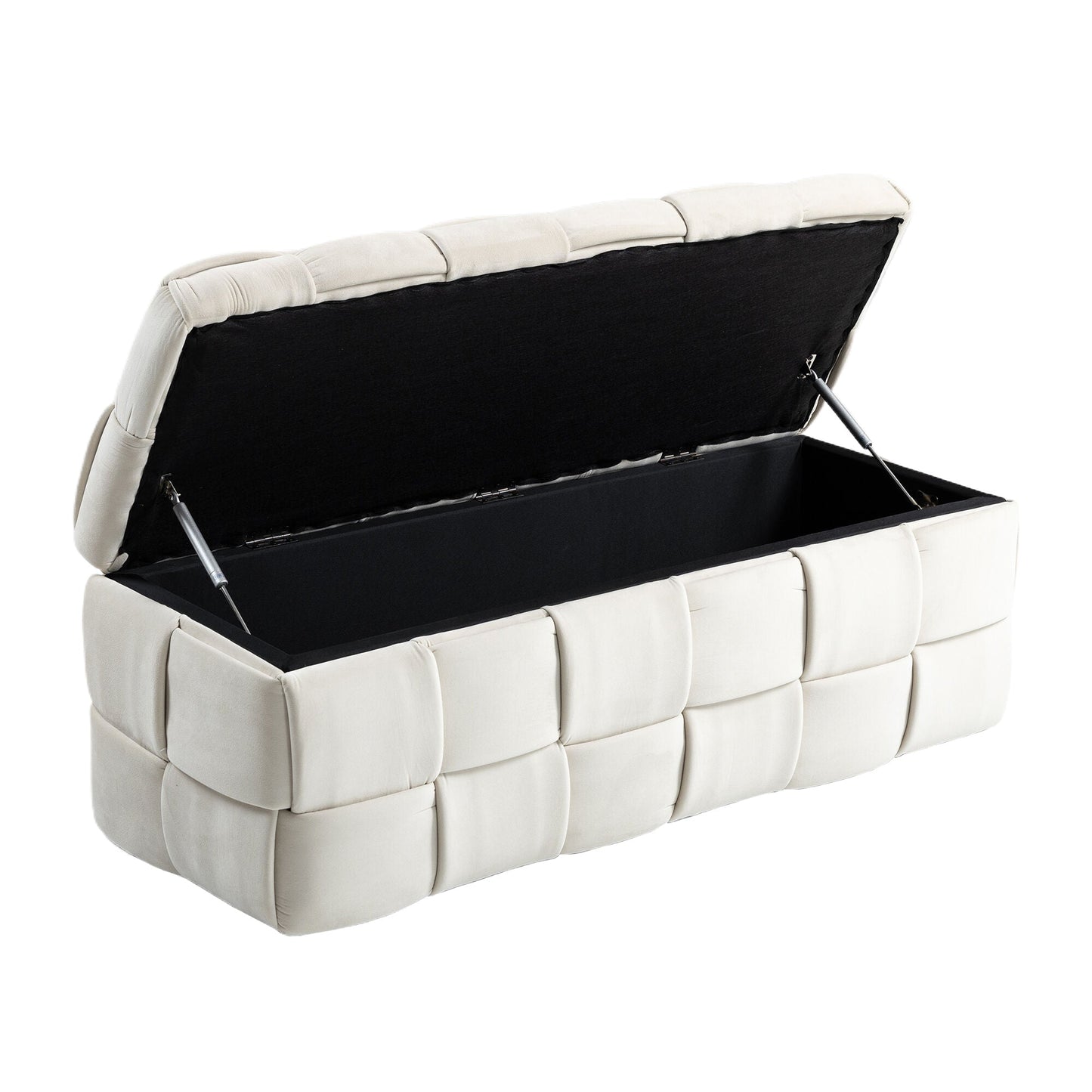 Upholstered Fabric Storage Ottoman