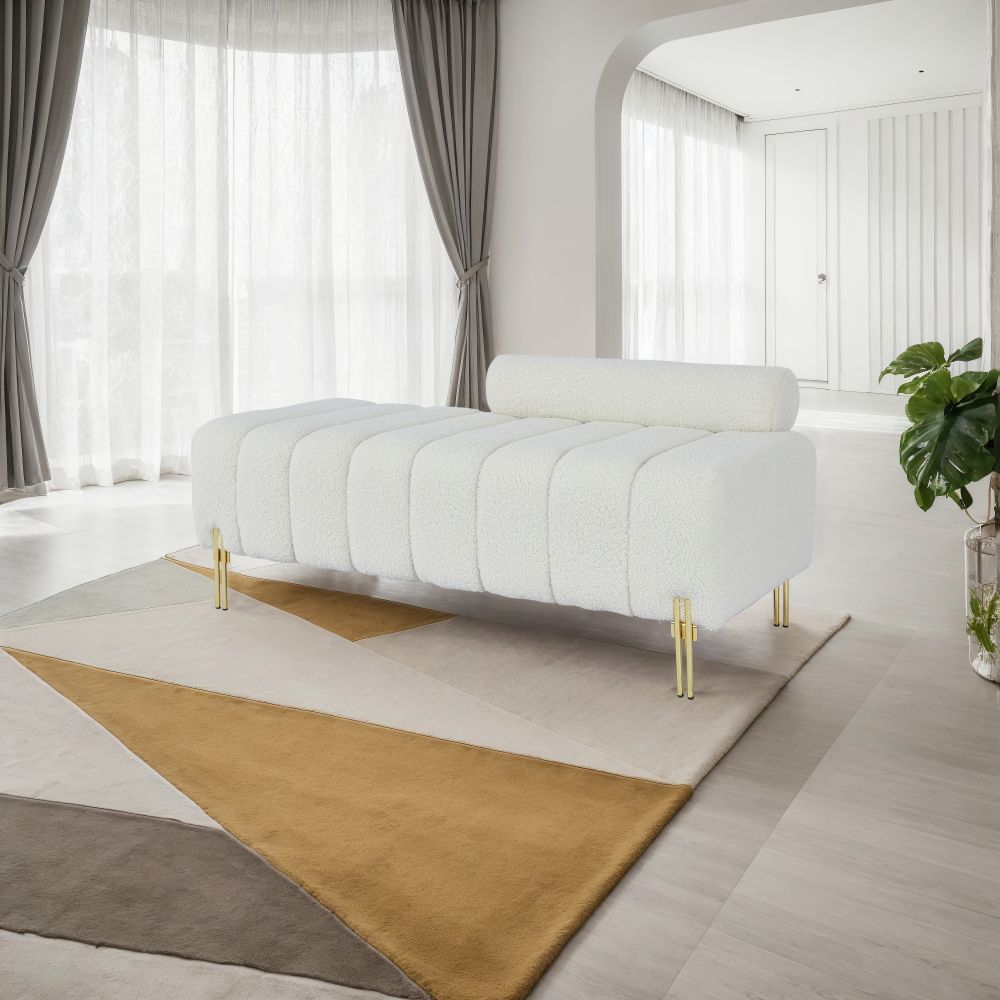 Beige Teddy Bench For Bedroom