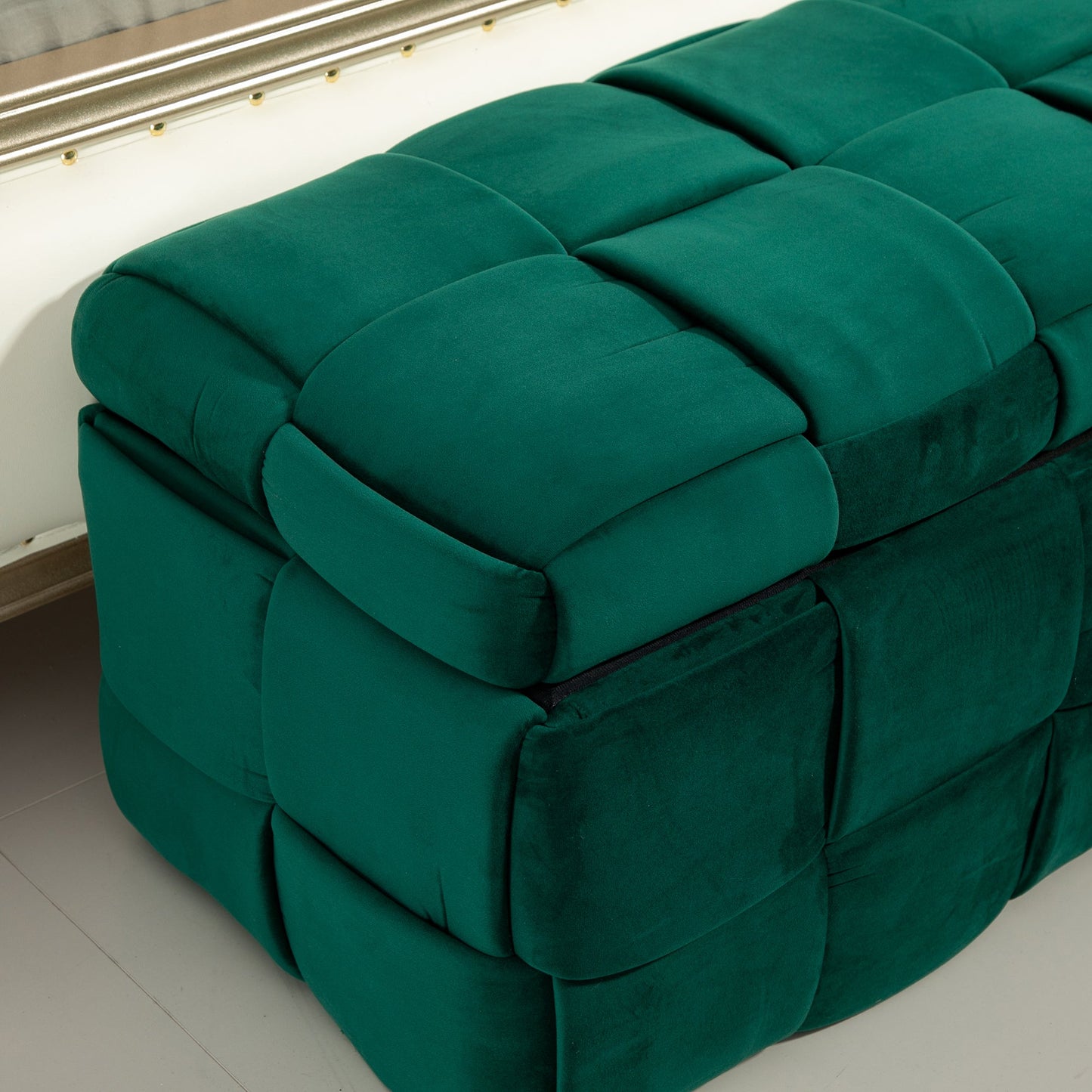 Upholstered Fabric Storage Ottoman