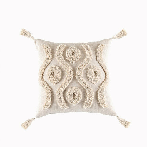 Tassels Cushion Cover Beige White Pillow Covers