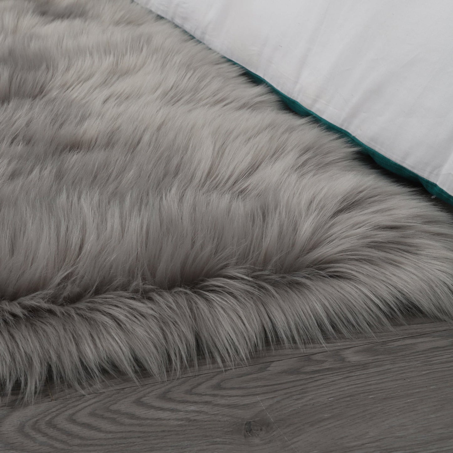 Cozy Ultra Soft Fluffy Faux Fur Light Grey Area Rug