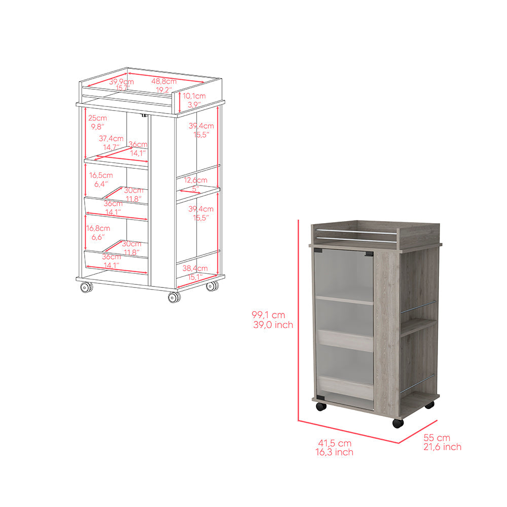 Bar Cart with Two-Side Shelves Beaver