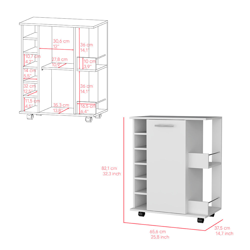 Bar Cart with Six-Wine Cubbies Cabot