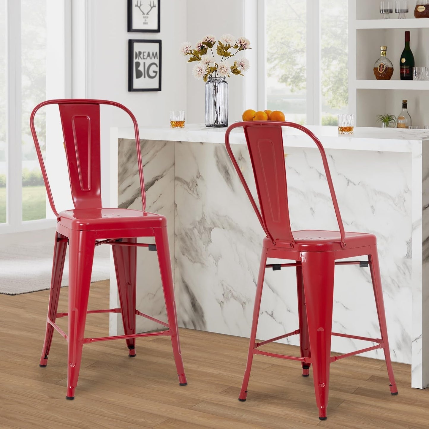 Bar Stool Set of 4 Counter Height Barstool