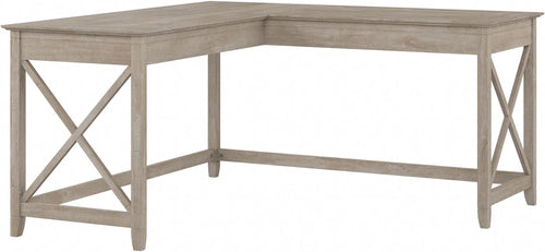 Bush Furniture Key West L Shaped Desk, 60-Inch Modern Farmhouse