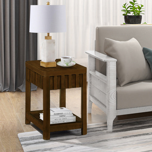 Rectangular Farmhouse Coffee Table With Storage Rack