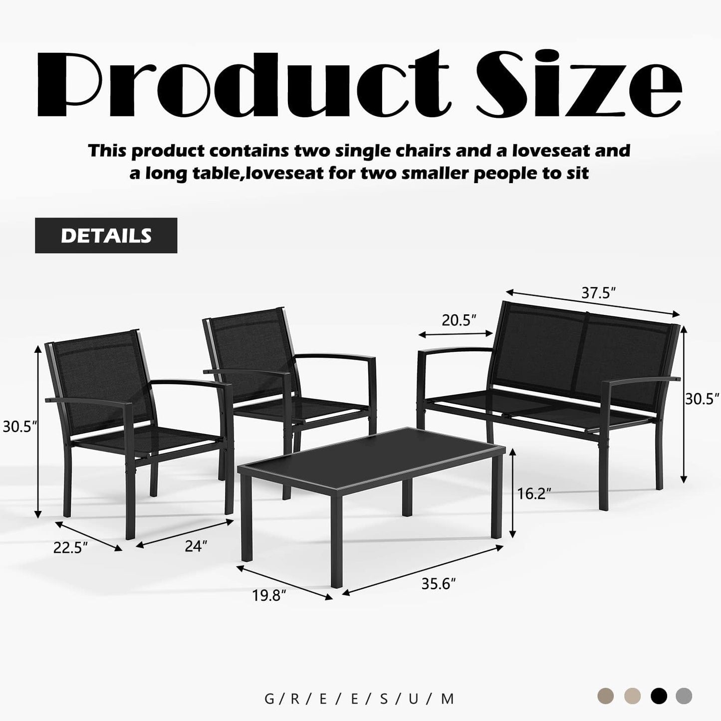 4 Pieces Patio Furniture Set