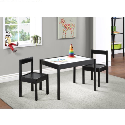 Gibson 3-Piece Dry Erase Kids Table Two Chair Set, Black