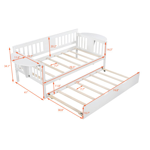 Twin Wooden Daybed with Trundle Bed Sofa Bed