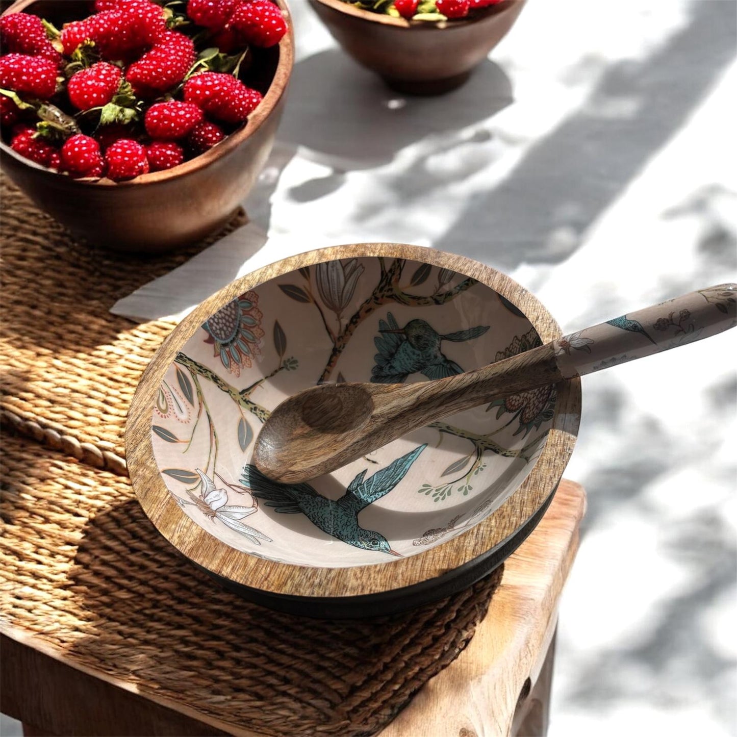 Mango wood serving bowl set