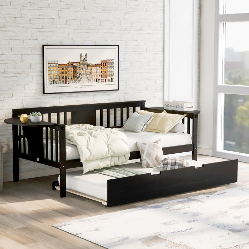 Twin Wooden Daybed with Trundle Bed Sofa Bed