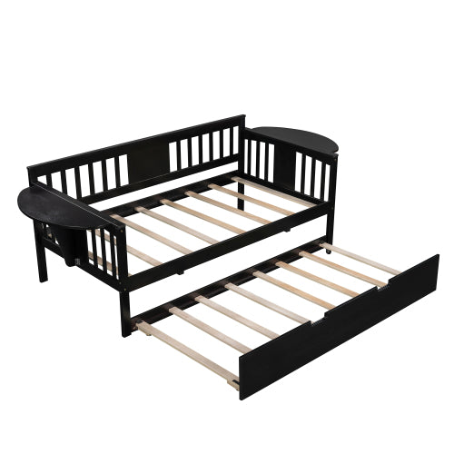 Twin Wooden Daybed with Trundle Bed Sofa Bed