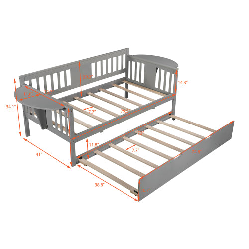 Twin Wooden Daybed with Trundle Bed Sofa Bed