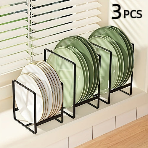 3pcs Metal Plate Rack Storage Box