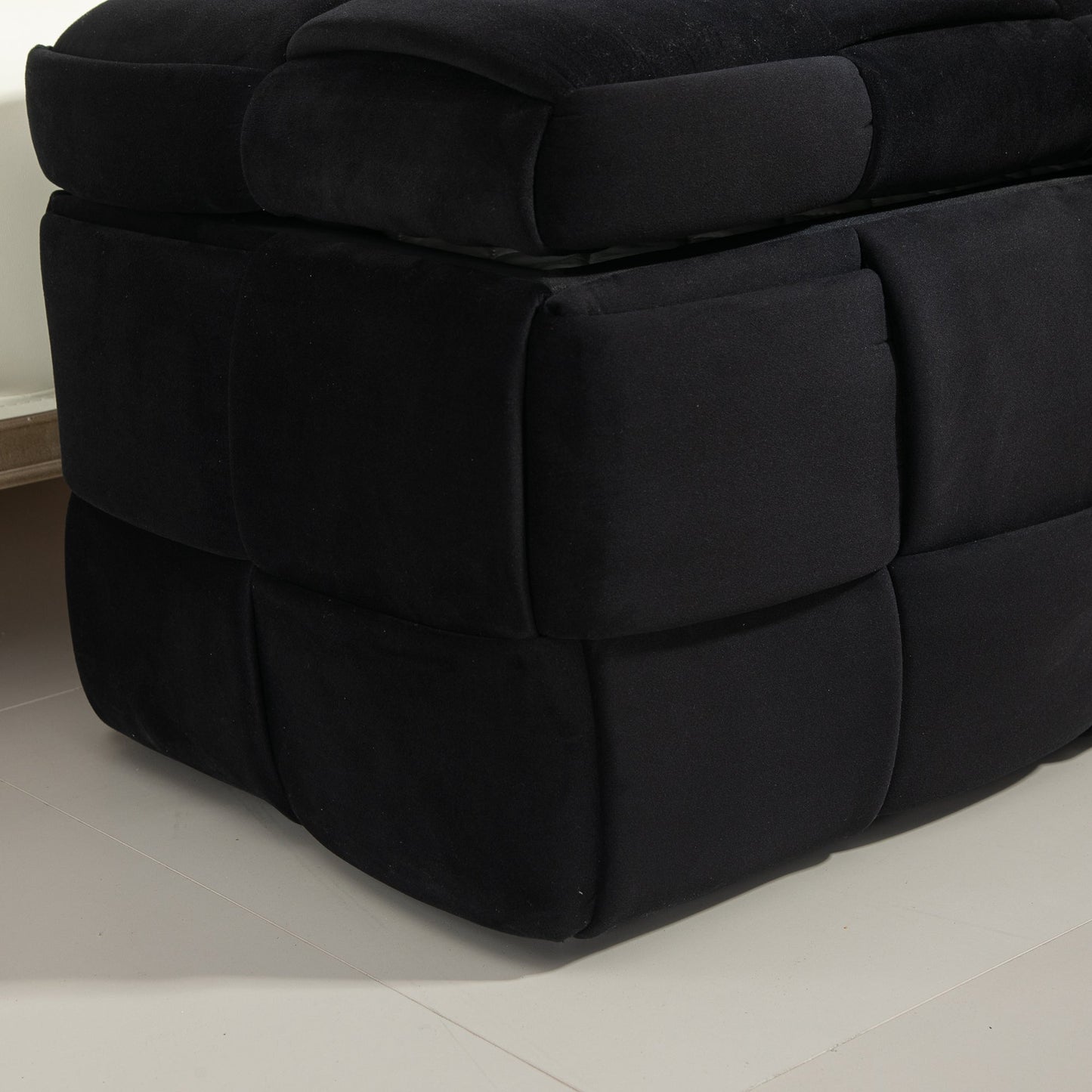 Upholstered Fabric Storage Ottoman