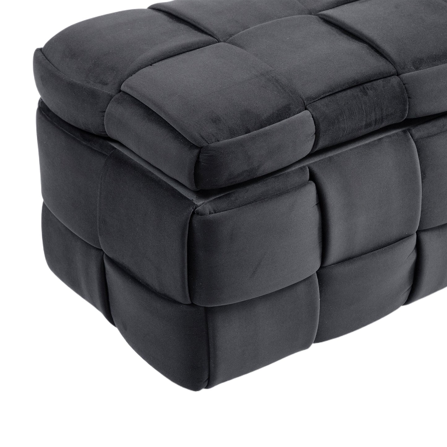 Upholstered Fabric Storage Ottoman