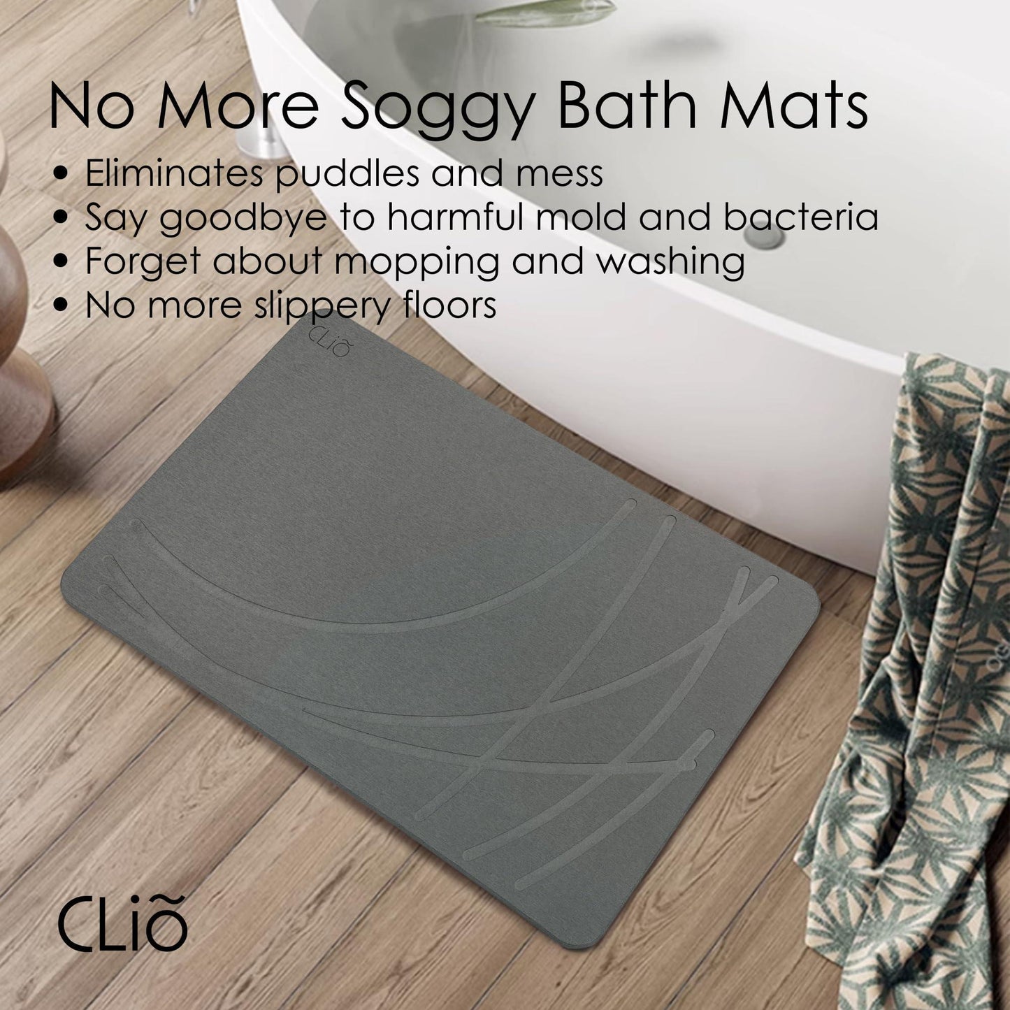 Premium Stone Bath Mat Large Double Sided Fast Drying Mat