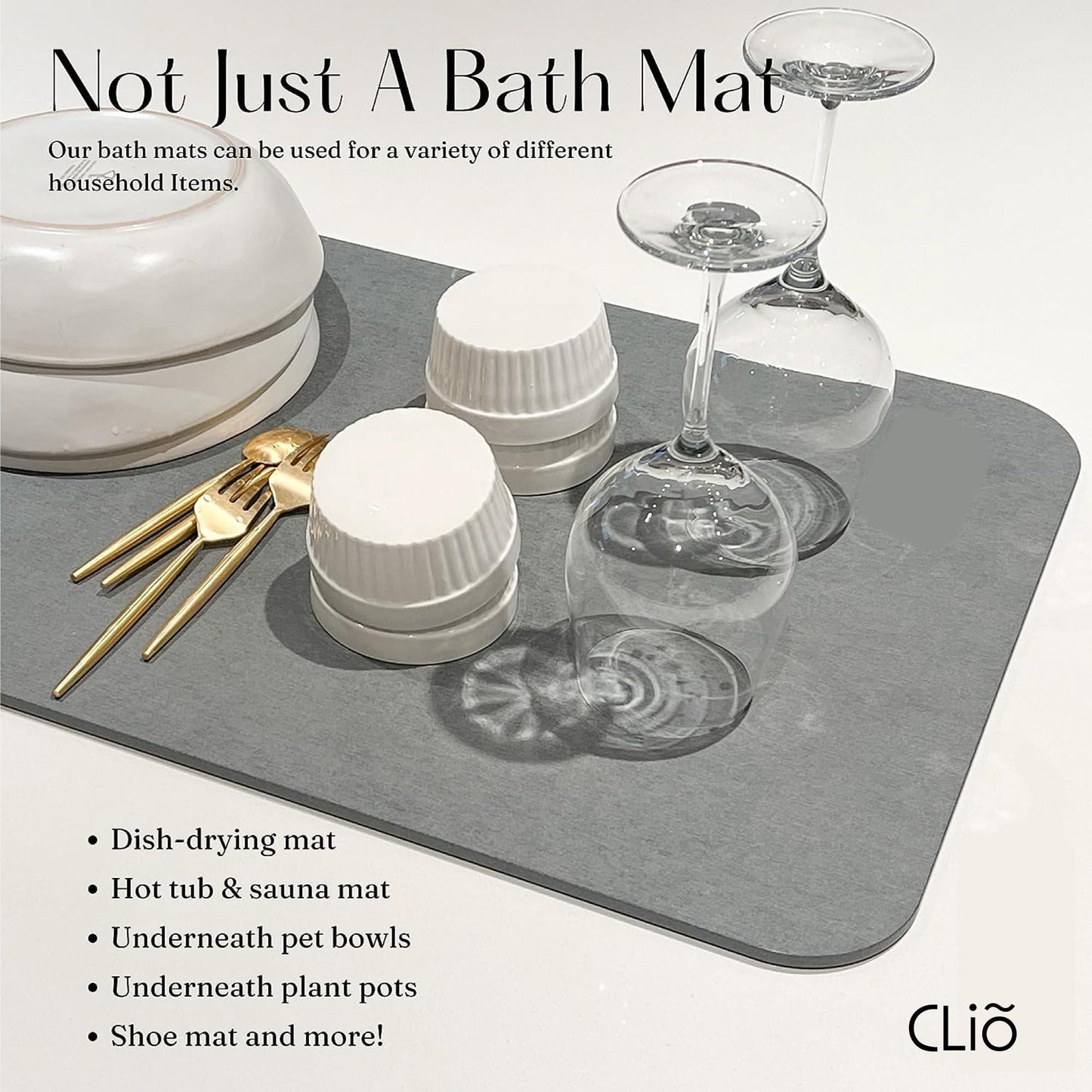 Premium Stone Bath Mat Large Double Sided Fast Drying Mat