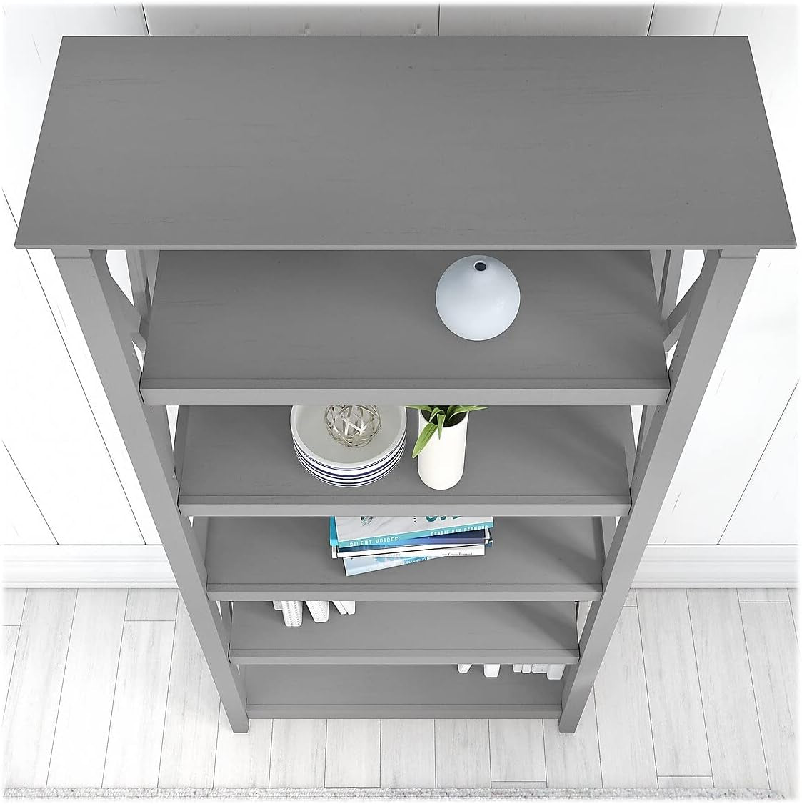 Bush Furniture Key West Bookcase Shelf in Cape Cod Gray