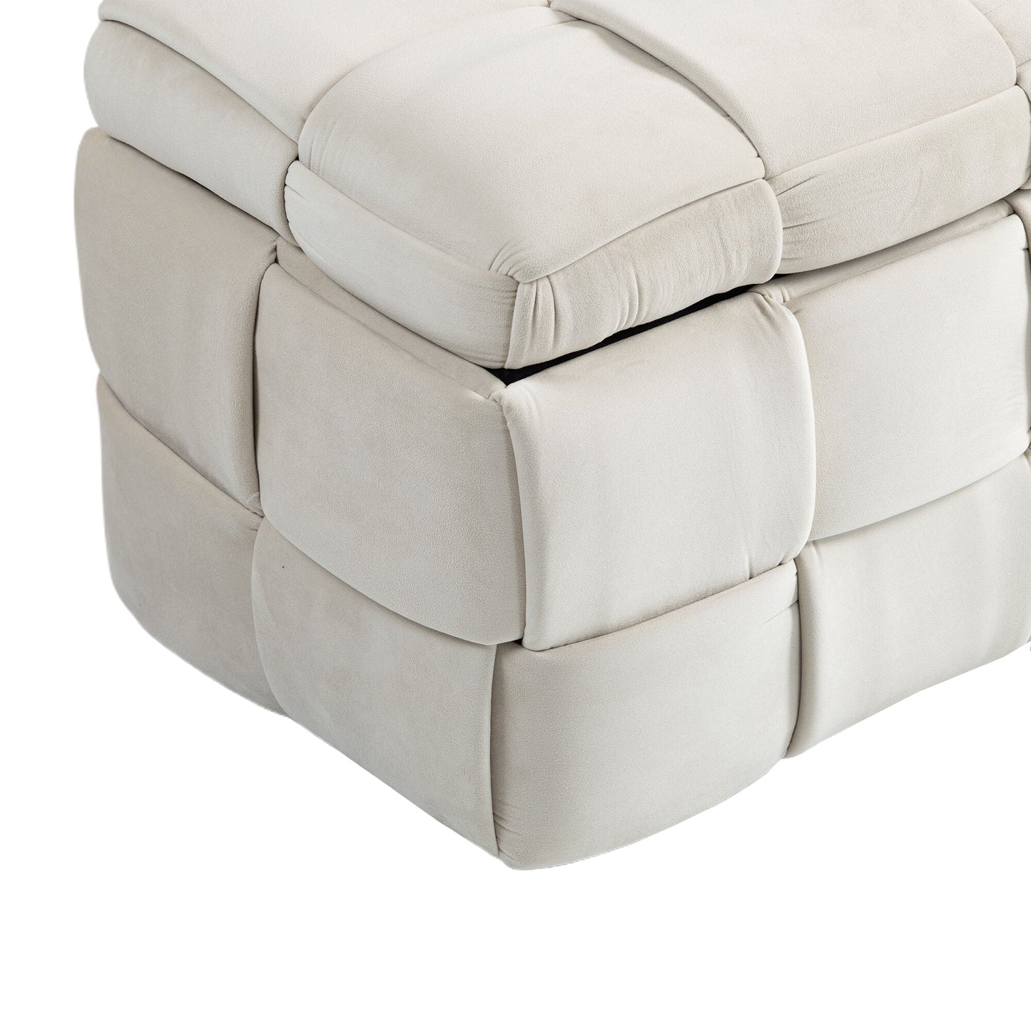 Upholstered Fabric Storage Ottoman