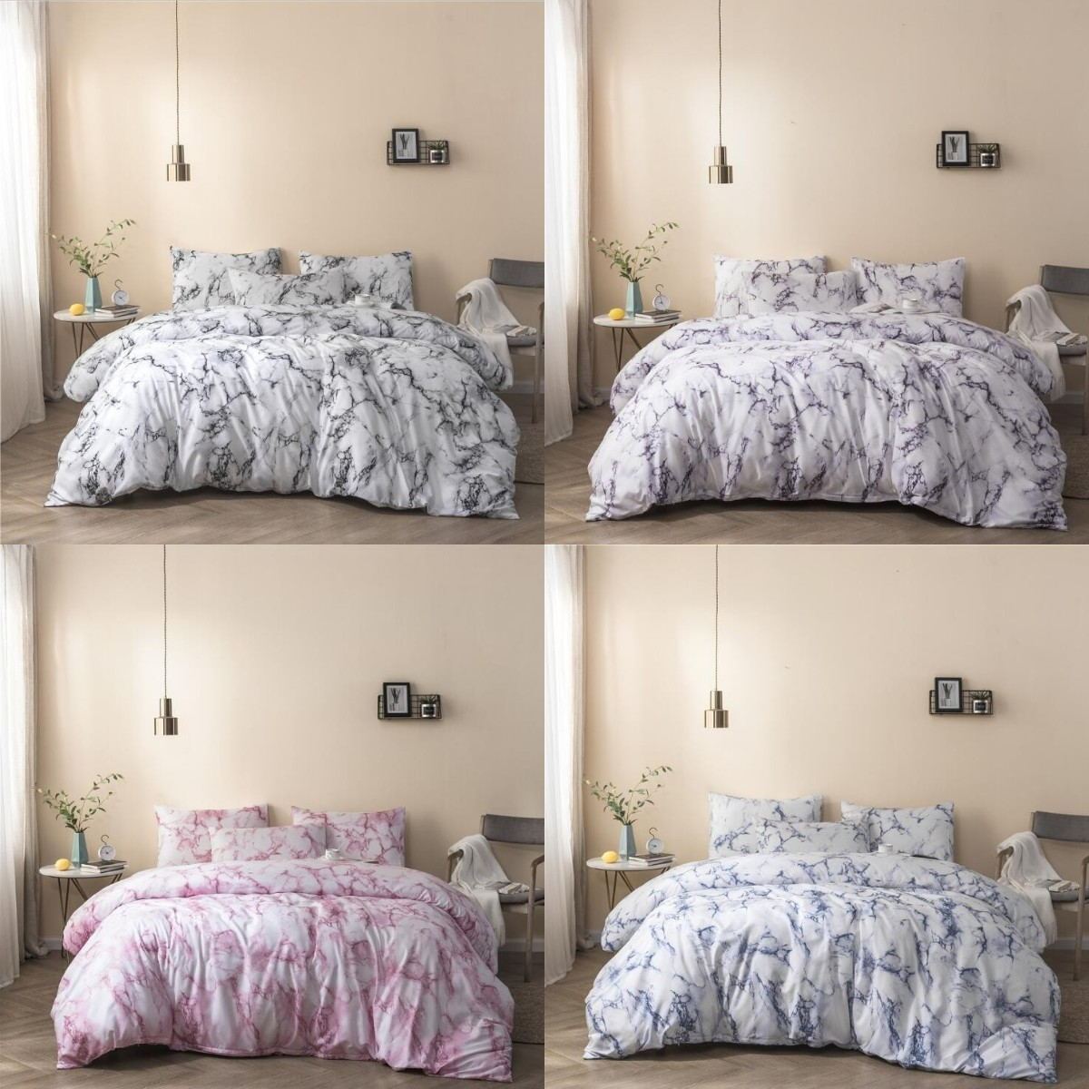 Marble Pattern Bedding Duvet Cover Set 3pcs